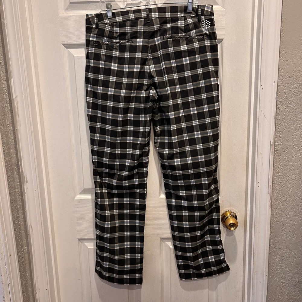Puma Drycell‎ Mens Plaid Tech Performance Golf Pants Size 34x32 Black White Blue - Picture 5 of 9